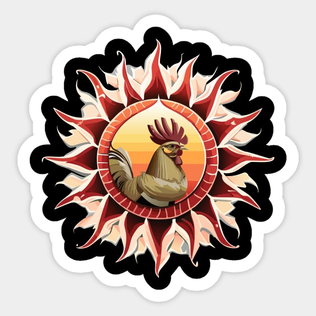 Rooster Meditating Sticker by Caribbean indigenous